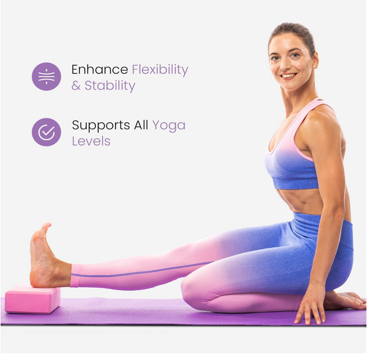 Live Well Pink Yoga Blocks (Set of 2) - EVA Foam Yoga Bricks for Support, Stretching & Alignment - Yoga Accessories for Home & Studio, 3x6x9 inches