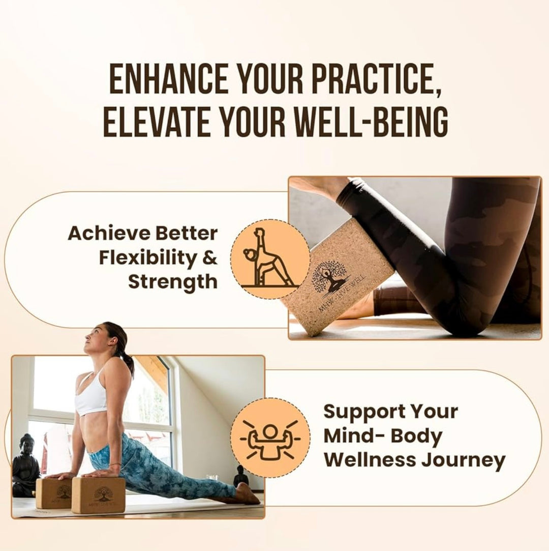 Cork Yoga Block – Single Eco-Friendly, High-Density, Slip-Resistant Yoga Accessory for Stability and Comfort