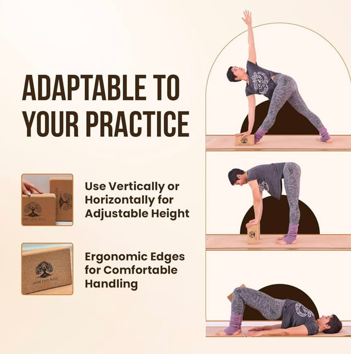 Cork Yoga Block – Single Eco-Friendly, High-Density, Slip-Resistant Yoga Accessory for Stability and Comfort