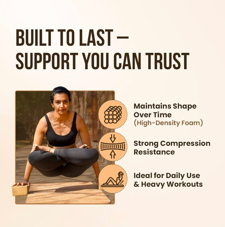 Cork Yoga Block – Single Eco-Friendly, High-Density, Slip-Resistant Yoga Accessory for Stability and Comfort