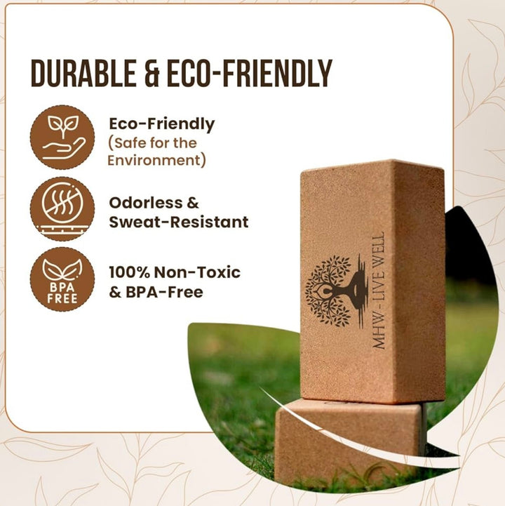 Cork Yoga Block – Single Eco-Friendly, High-Density, Slip-Resistant Yoga Accessory for Stability and Comfort