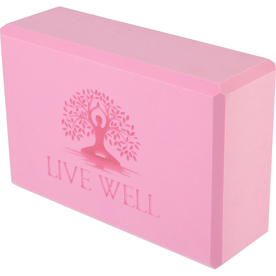 LIVE WELL Pink EVA Yoga Block - 3x6x9 inches