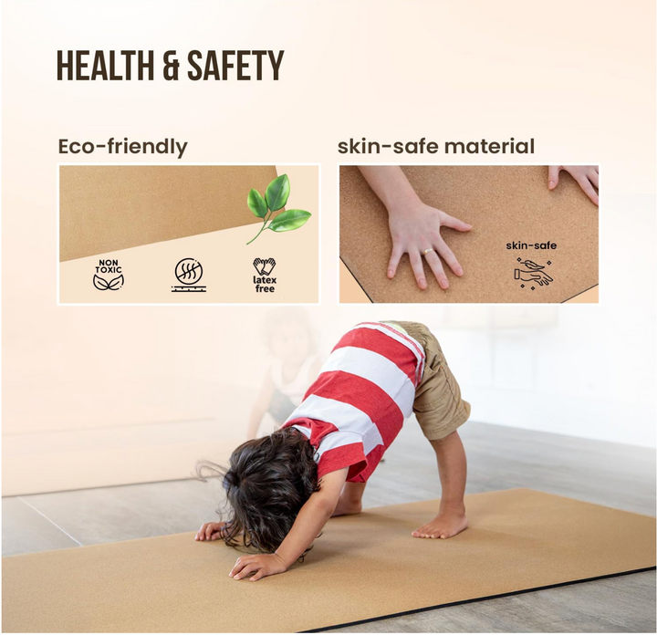 MHW - LIVE WELL Cork Yoga Exercise Mat | Natural Resists Sweat & Odors | Non-Slip TPE Yoga Mat | Extra Comfort for Hot Yoga, Pilates, and Workouts | 6mm Thick, Eco-Friendly