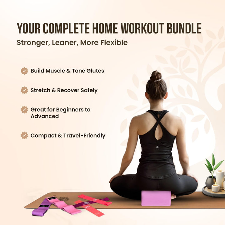 Strength & Flexibility Bundle – Live Well Resistance Bands Set, Booty Bands & EVA Yoga Blocks for Women – Home Workout, Pilates, Glute Training, Stretching & Yoga Accessories